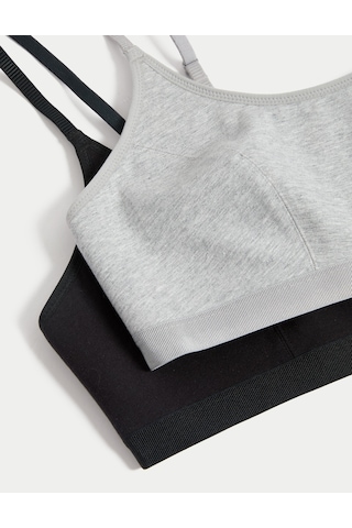 Marks & Spencer 2'li Pamuklu Crop Top İlk Sütyenim T33009602 Siyah Mix