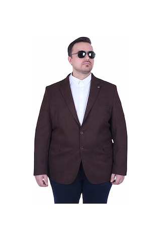 Mocgrande Erkek Büyük Beden 4 Drop Blazer Şönili Ceket 500602 Kahverengi Kahverengi