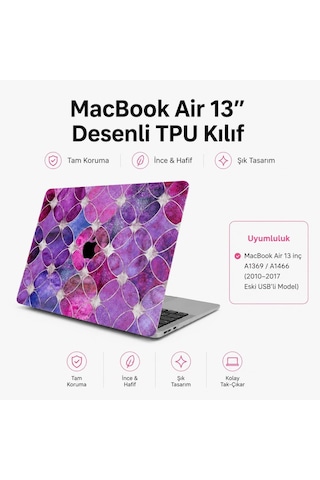 Uyumlu Air 13 Inç Kılıf Tpu Lazer Baskı Darbe Emici Ince Hafif Tam Uyum A1466 A1369 2010 2017 Eski Usbli Seri Beyaz Diğer