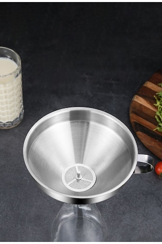 304 Çelik 14,5 Cm Yağ Meşrubat Şarap Meyve Suyu Hunisi Cin708