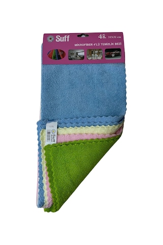 Gül Genel Amaçlı Mikrofiber Temizlik Bezi 4'lü Set 32 X 32 Cm, Mavi, Beyaz, Açık Pembe, Yeşil