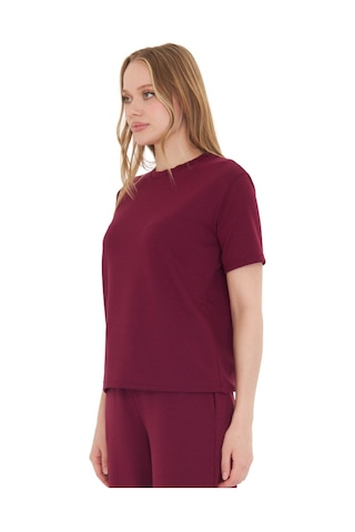Thiff Gymwear Kadın Modal Kumaş Kısa Kolu Basic Tişört Bordo