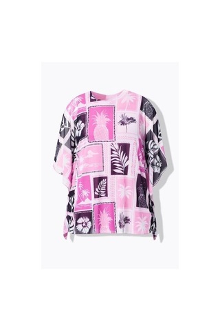 Mamayaga Kadın Bisiklet Yaka Üstü Tül İçi Viskon Curve Büyük Beden Spor Şık Tshirt Bluz Pembe