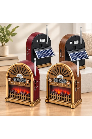 Solar Şarjlı Retro Bluetooth Radyo Hoparlör - Am/fm/sw, Usb/type-c