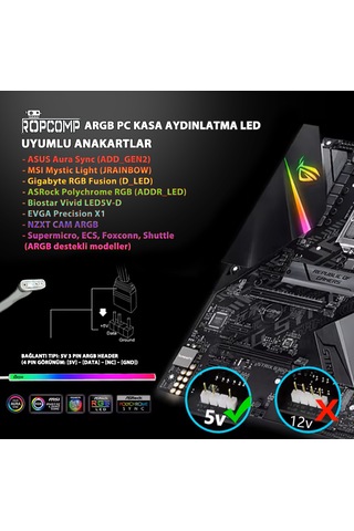 Ropcomp Argb Pc Kasa Aydınlatma Led 30 Cm - Beyaz