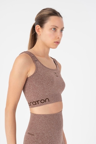 Maraton Slimfit Kadın Düz Yaka Kahve Melanj- Bra Kahve Melanj-
