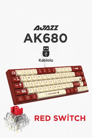Ak680 Kırmızı Switch Hot-swap Kablolu Mekanik Oyuncu Gaming Klavye