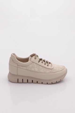 Mammamia D25ya-3430 Kadın Deri Spor Ayakkabı Krema Pen/sılver