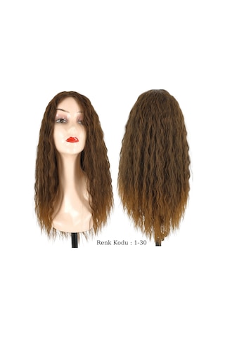 Peruk Ankara Fiber Sentetik Afro Su Dalgası Peruk Kahve Bakır Ombre No-1-30