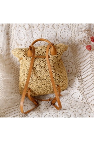 Arion Kağıt İplik Hasır Sırt Çantası Str-1203 Bej