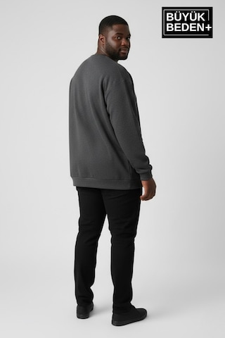 Süperlife Erkek Büyük Beden Bisiklet Yaka Kollar Ve Etek Ribanalı İnce Sweatshirt Spr26bsw956 Antrasit