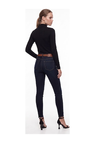 CEMO Kadın Yüksek Bel Skinny Fit Jean Pantolon Koyu Mavi