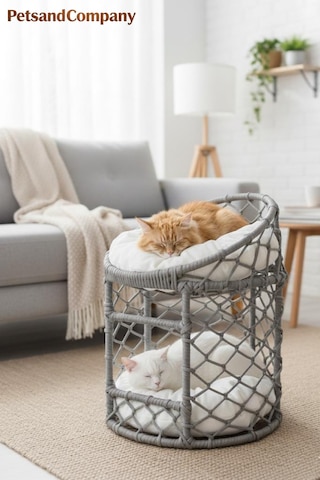 Lüks İki Katlı Kedi Evi, El Yapımı Özel Tasarım Örgü Kedi Yatağı, Modern Kedi Kulübesi Gri Lüks İki Katlı Kedi Evi, El Yapımı Özel Tasarım Örgü Kedi Yatağı, Modern Kedi Kulübesi Gri