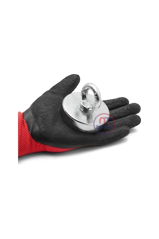 80mm Dev Deniz Mıknatısı - Fishing Magnet - Neodyum Daimi Çelik Mıknatıs - Halkalı Pot Mıknatıs - Nikel Kaplı