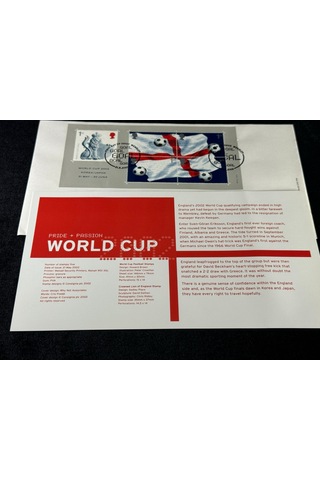 Futbol Temalı 2002 Dünya Kupası İngiltere İlk Gün Zarfı Royal Mail Fdc Postadan Geçmiş