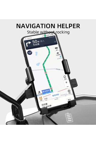 Otommatik Model Motosiklet Telefon Tutucu Ayna Bağlantılı - 9091864524000ynt