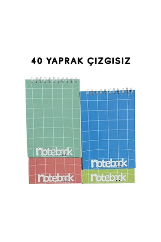 A6 Spiralli Not Defter 40 Yaprak 4'lü Tamamı Çizgisiz