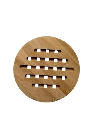 Bambu Nihale, Yuvarlak Ve Kare Çizgili, Tencere Tava Çaydanlık İçin, 17 Cm, Doğal Ahşap, Nemli Bezle Silinebilir Çok Renkli