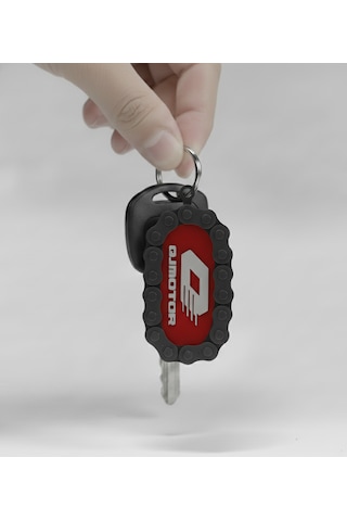 Qj Motor Zincir Detaylı Anahtarlık Kırmızı