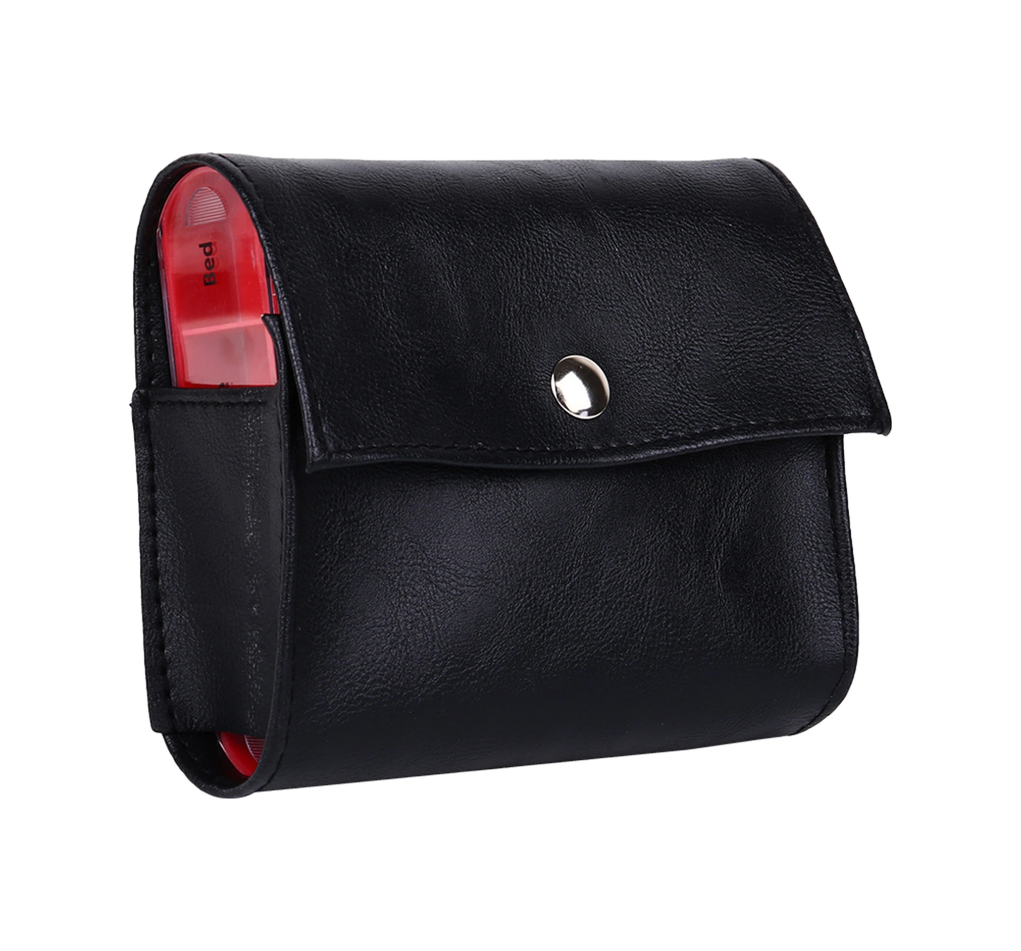 Geeksen Siyah Pu Deri İçerisinde 7 Adet 4 Bölmeli Mini İlaç Kutusu - Zaman Etiketli Taşınabilir İlaç Depolama Kutusu Diğer