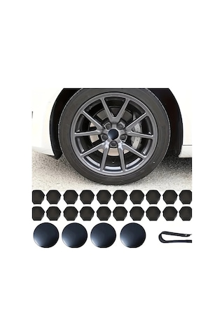 Fastbuy Turcoshop11 24 Adet Tesla Model 3 S Y Jant Kapakları Siyah Kırmızı Logo Uyumlu