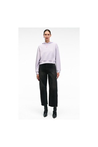 Grimelange ISADORA Kadın Kapüşonlu Nakış Detaylı Regular Fit Crop Lila Sweatshirt