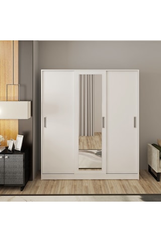 Afillibebek Blanka 3 Kapılı Sürgülü Aynalı Gardrop ( Tamamı Mdflam )
