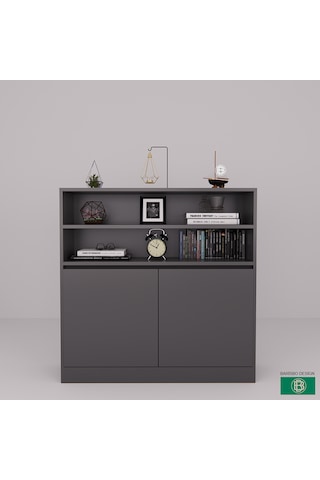 Çok Amaçlı Saklama Dolabı Kapaklı Ve Raflı Antrasit