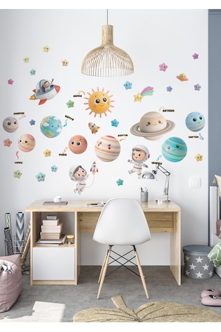 Gezegenler Ve Astronotlar Çocuk Odası Duvar Sticker Seti 01