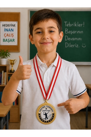 Voleybol Şampiyonu Madalyası - Dijital Baskılı 1. Kalite Madalya Altın 40 CM
