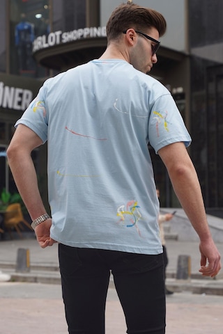 Madmext Mavi Desenli Overfit Erkek Tişört 6122-mavi Mavi