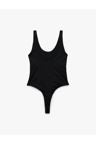 Koton Slim Fit U Yaka Kalın Askılı Bodysuit Siyah 6sak10265ek