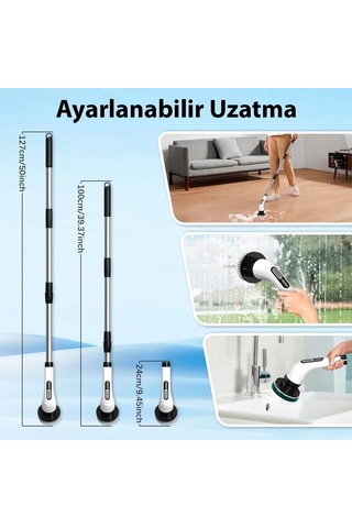 9& Apos U 1 Arada Çok Amaçlı Kablosuz Şarjlı Temizlik Fırçası Ip67 Yıkanabilir Başlık 5468