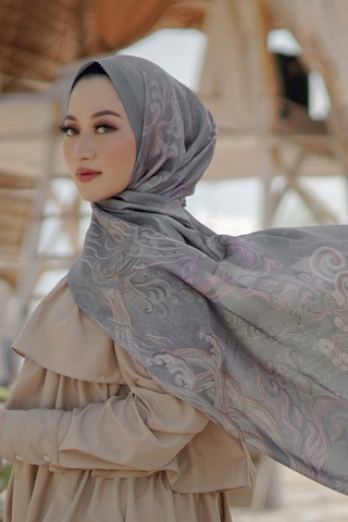 Buttonscarves Wave Saten Şal - Stormy Gri