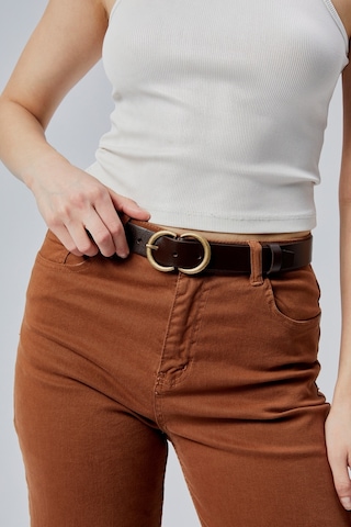 Cc Tokalı Şık Kadın Kemeri %100 Hakiki Deri 3cm Kemer Kahverengi