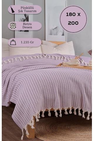 Battaniye Pamuk Piramid 180x200 Cm Lila