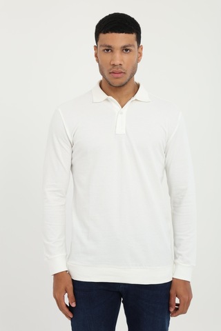 Dufy Erkek Regular Fit Polo Yaka Beyaz Sweatshirt-25470