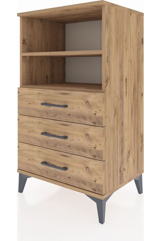 Hyperion Komodin 2 Raflı 3 Çekmeceli 60x44x106 Çam-çam Çam