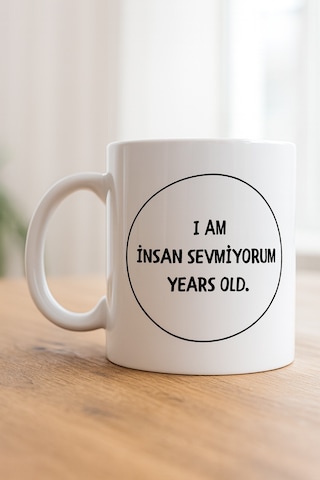 İnsan Sevmiyorum Yazılı Kupa Model 242 Minimal Tasarım Komik Mesajlı Seramik Kahve Kupası Diğer