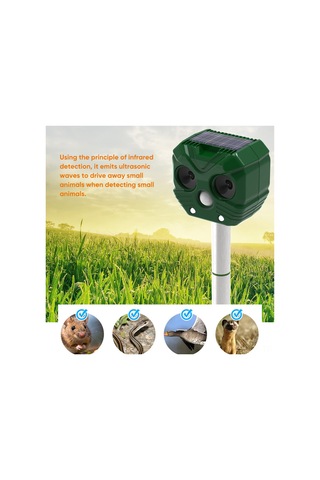 Vkemall Güneş Enerjili Ultrasonik Hayvan Kovucu, Led Işık Ve Kızılötesi Algılama İle Bahçe, Bahçe Ve Aile Güvenliğini Koru Yeşil