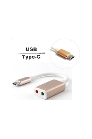 Type C To 3.5mm Aux Kulaklık Mikrofon Cevirici Ses Kartı