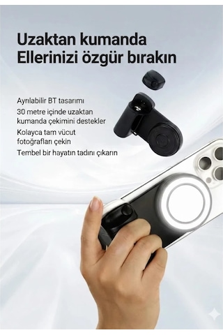 Bluetooth Manyetik Telefon Yapıştırma Kavrama Halka Dolgu Işığı İle Magsafe Selfie Klips -