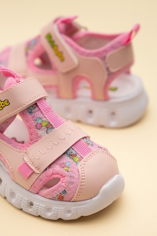 Dilimler Ayakkabı Şirinbebe Ortopedik Kız Bebek Sandalet Pembe Işıklı Taban Cırtlı Önü Kapalı-4721
