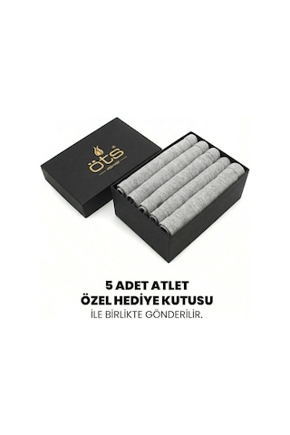 Öts Premium Erkek 5 Li %100 Pamuk Atlet Süprem Hediye Kutulu Nefes Alan Doku 1210-k Gri
