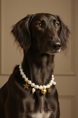 İncili Köpek Kolye- Tasma - Collar Beyaz