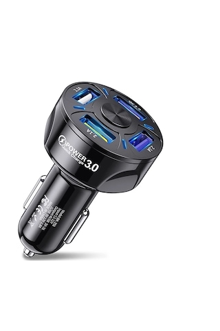 Blue Team Qc3.0 4- Port Çıkışlı Çoklu Usb Araç Şarjı Şarj Aleti 25w Pd Siyah