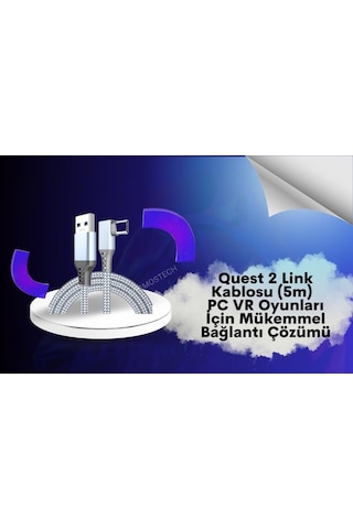 Cosmostech Meta Quest Sanal Gerçeklik Gözlüğü İçin Link Kablosu 1/2/3/pro/pico Uyumlu 3.2 Hızlı Data Kablosu 5m G