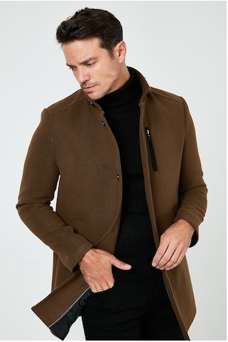 Buratti Slim Fit Düğmeli Dik Yaka Kaşe Erkek Kaban 5840099 Taba