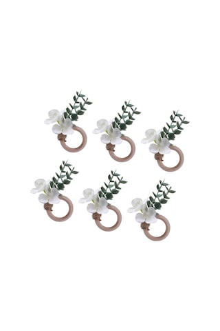 Homyl 6x Peçete Halkaları Parti Çiçekli Mutfak Festivali Tokaları Beyaz