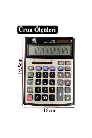 Hesap Makinesi Siyah Gri 15x19.5 Cm 1 Adet Cockpıt Ck-534 12 Haneli Büyük Boy Hafızalı Büro Masaüstü Hesap Makinası Gr